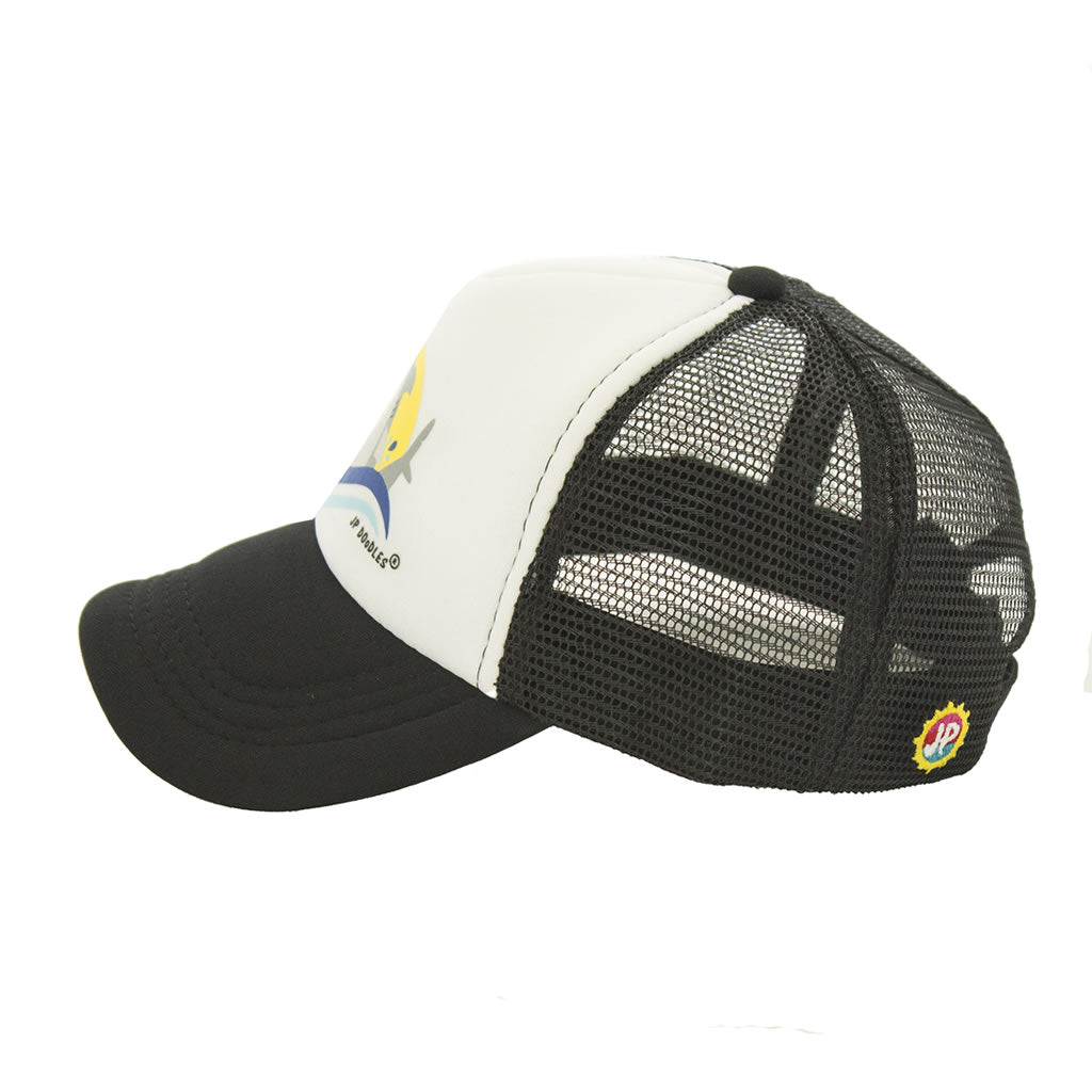 Black Shark Trucker Hat for Kids Side View
