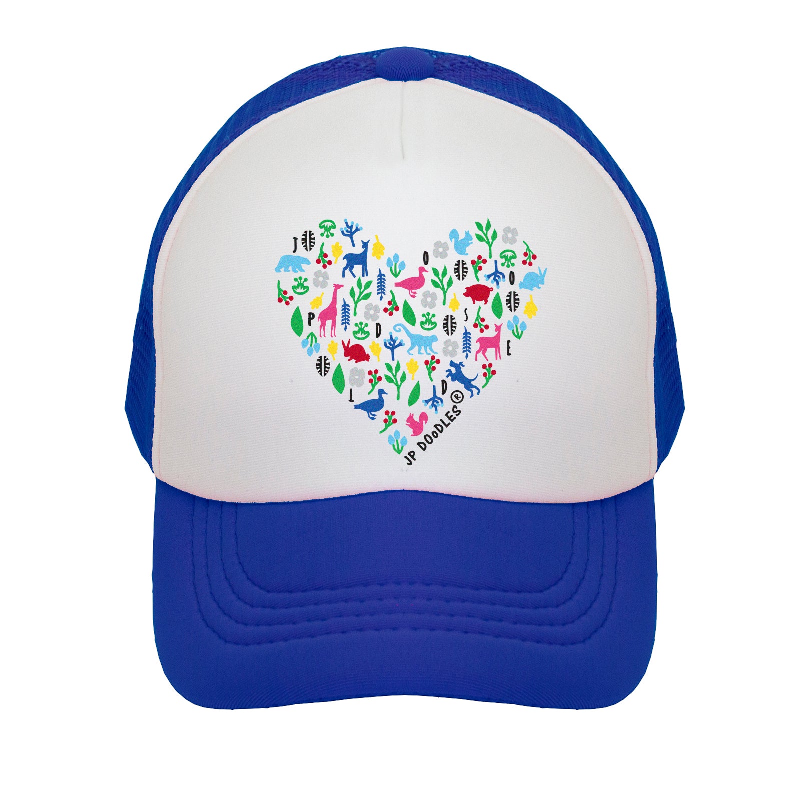 DA KINE // royal blue pink heart patch trucker style hat Heart LB Trucker Hat – LocalBeach main image 4