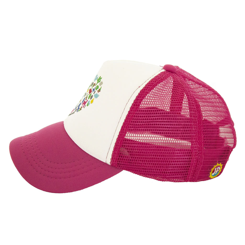 Heart on Pink Kids Trucker Hat Side View