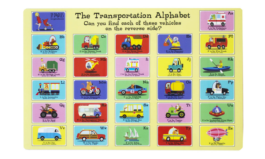 Transportation Alphabet Placemat